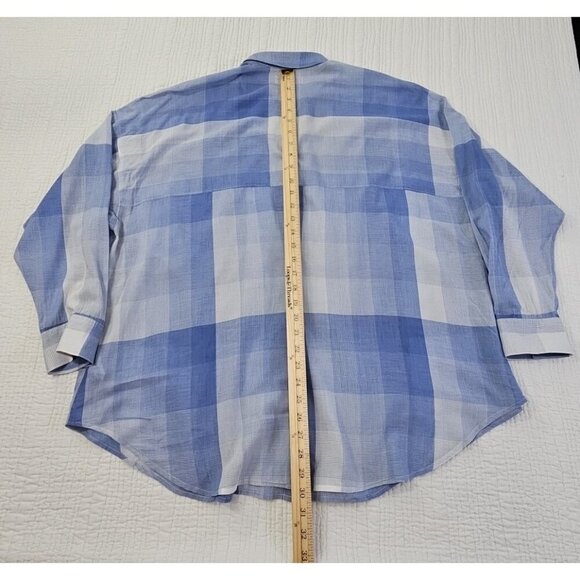 Old Navy Women's Loose Gossamer Boyfriend Shirt Blue White Plaid Size XXL - Picture 11 of 13